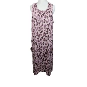 LOGO by Lori Goldstein sleeveless tunic dress dusty purple leopard print Sz 2X